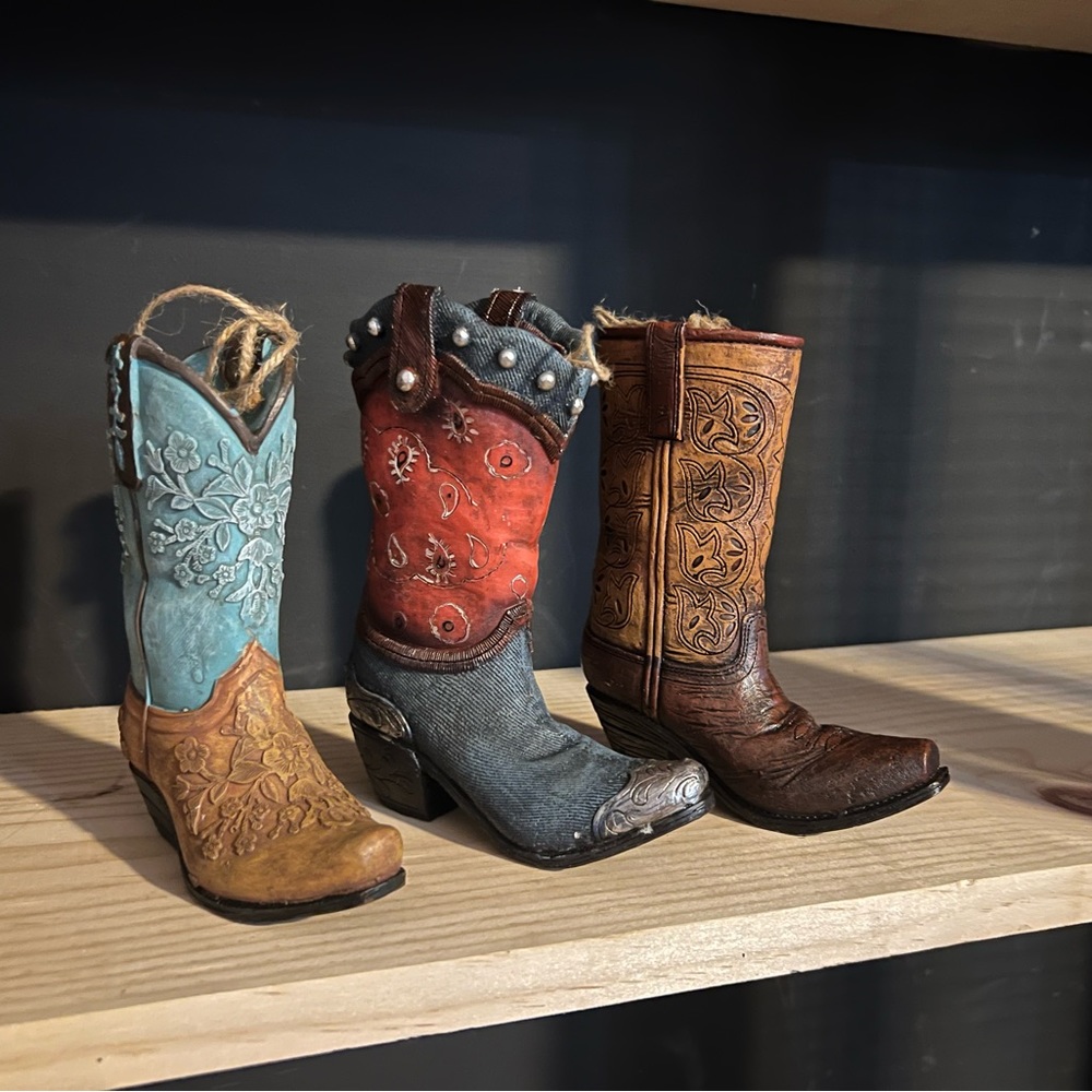 Set of 3 Cowboy Boot Ornaments